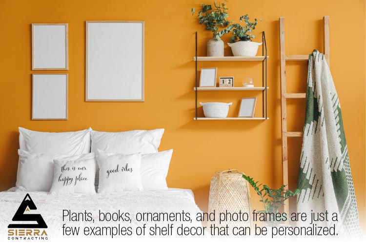 put shelves in empty spaces of bedroom