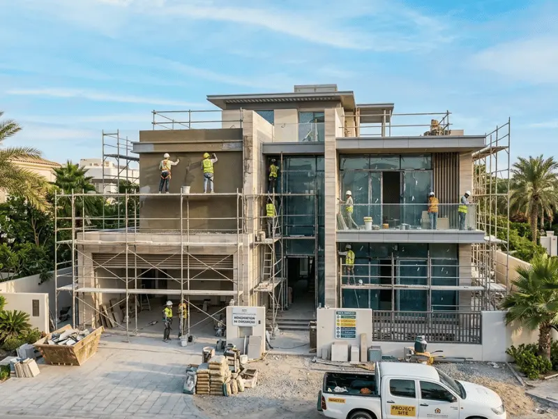 Villa renovation permits in Dubai showing exterior construction and upgrade