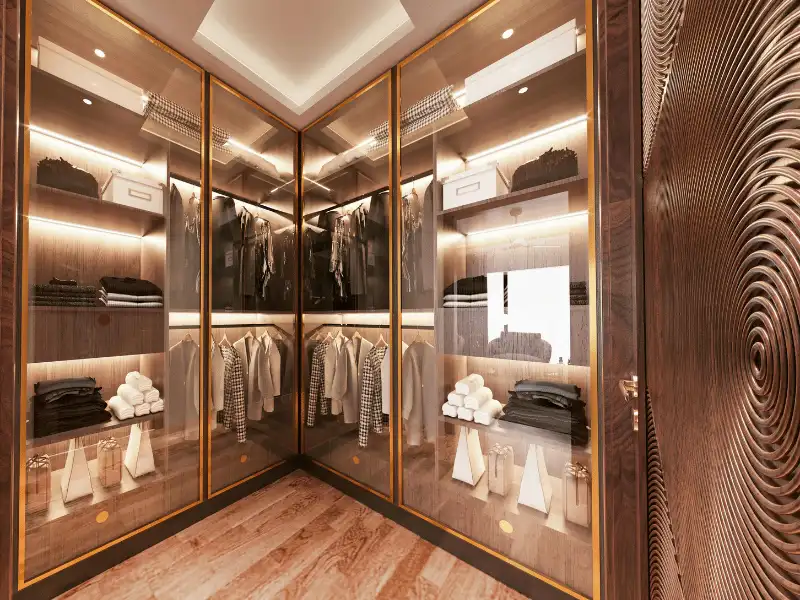 Modern luxury custom wardrobe in Dubai bedroom