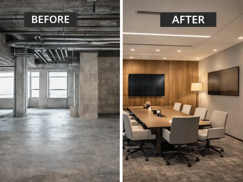 before and after interior fit out