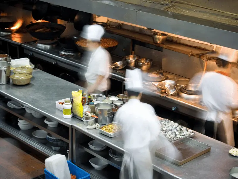food preparation in restaurant